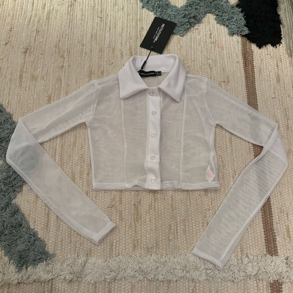 PrettyLittleThing Tops - PrettyLittle Thing Mesh Button-down Top - never worn